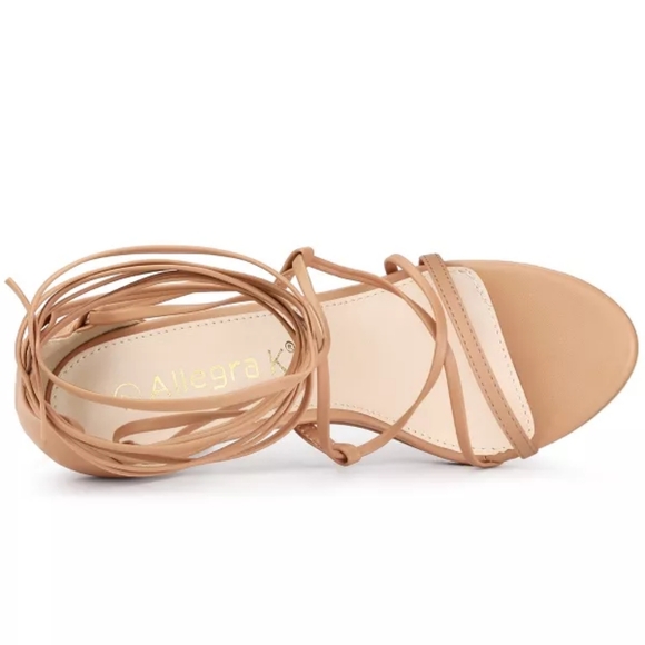 ALLEGRA K strappy straps lace-up stiletto heeled sandals NWOT - Picture 5 of 11